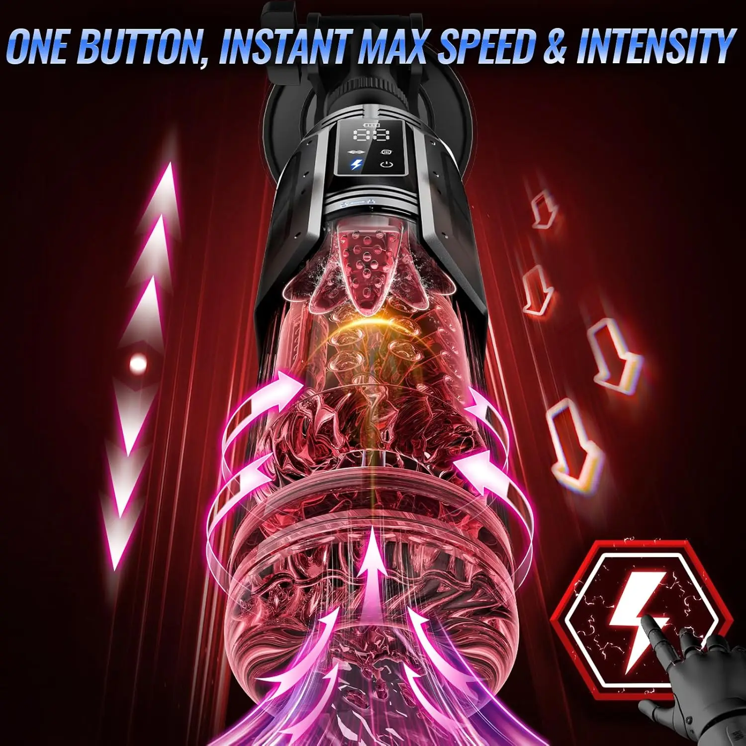 HeartCaptor Electric Male Masturbator Cup with 7 Modes LED Display Rechargeable Silicone Stroker - Details 5