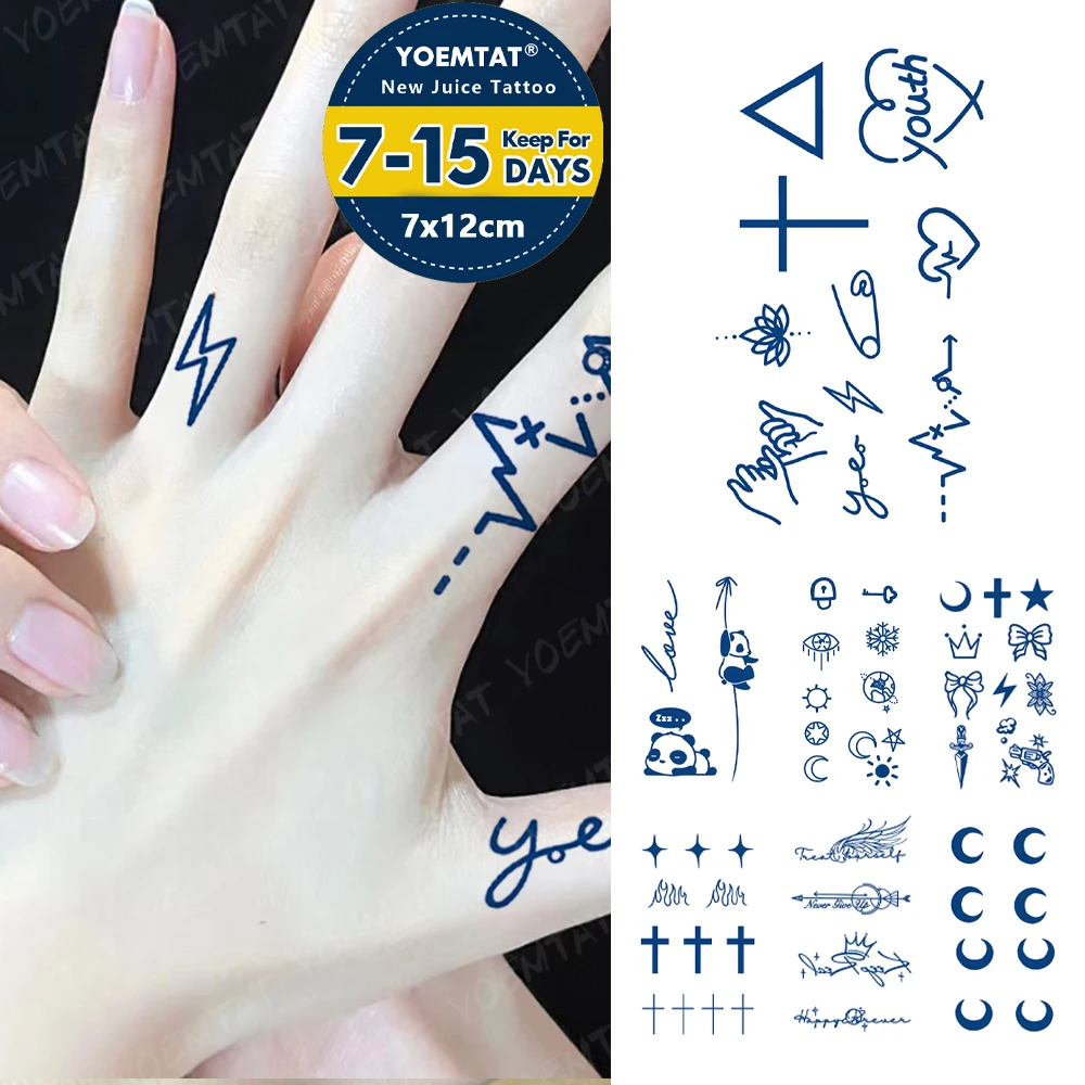

Small Symbol Juice Ink Lasting Waterproof Temporary Tattoo Sticker Triangle Cross Love Flower Hand Fake Tatto Body Art Women Arm