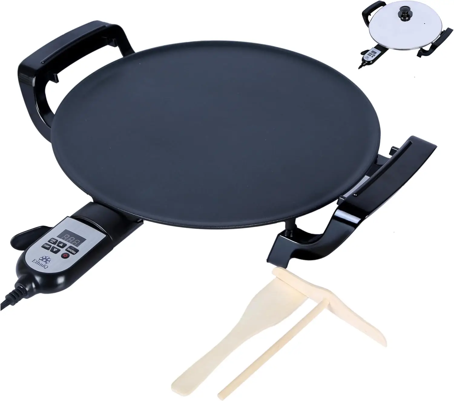 Griddle for Ethiopian Injera, Somalian Anjero, Crepe, Lefse, Mogogo, Mitad, Pancake Teff Maker - Adjustable Digital Heat Control