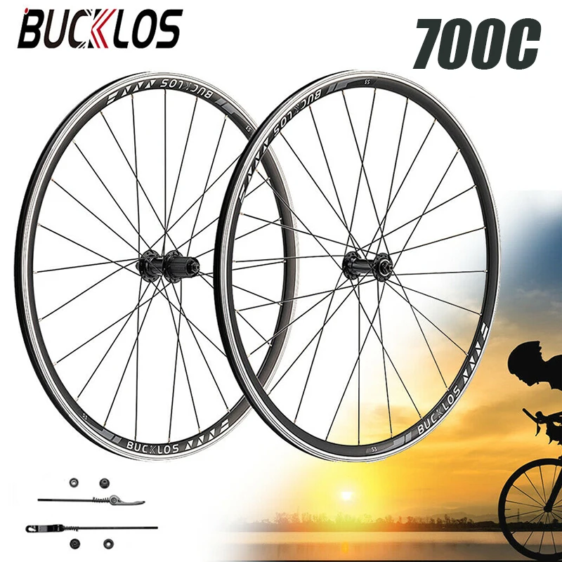 BUCKLOS 700C Bicycle Wheelset Aluminum Alloy Road Bike Wheelset 700c Ultralight Front Rear Bike