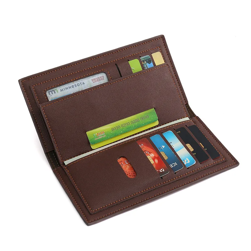 Vintage Men's Long Wallet Business Leather Coin Purse Large Capacity Card Holder Fashion Men's Vertical Money Wallet