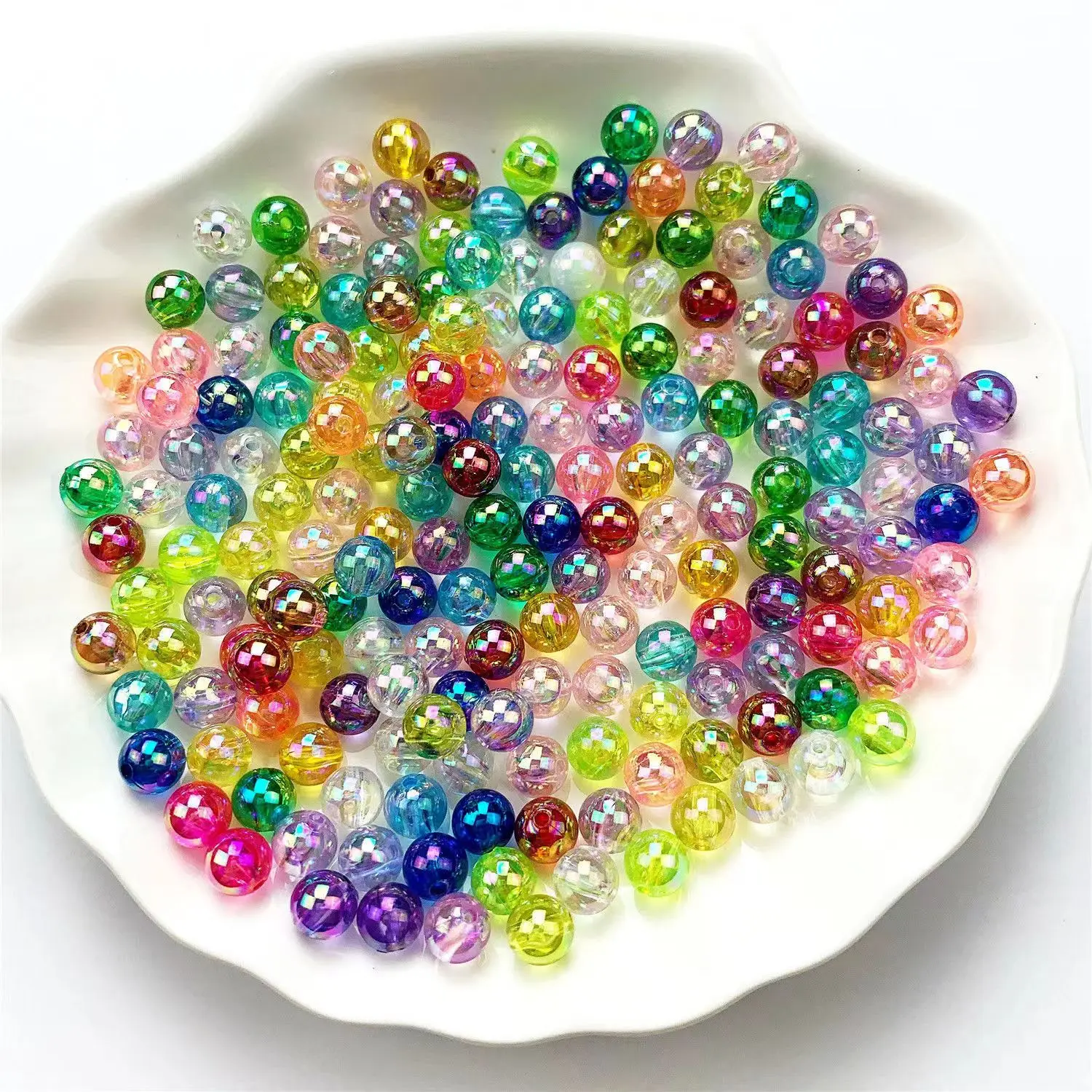 500g 3/4/5/6/8/10MM AB Color Round Acrylic Beads Straight Hole Transparent For Jewelry Making DIY Bracelet Acrylic Beads Plastic Beads Acrylic Craft Beads