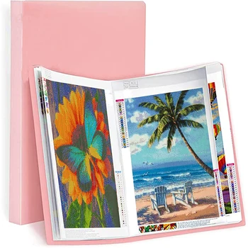 Rose A3 30 Pages diamant peinture Album Photo stockage livre portefeuille présentation poches claires grande dossier papeterie 1