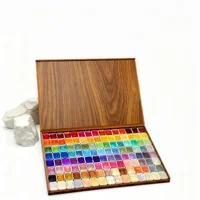 Glitter Watercolor Paints Set, 120 Colors Watercolor Paint, Wooden box, for Professional, for artists,Illustrations, Drawing 1