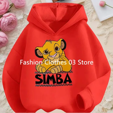 Aslan Kral Simba Çocuk Hoodie Erkekler için Kalın Uzun Kollu Giyim Sonbahar Karikatür Şekil Kızlar Şapka ile Kapüşonlular Kazak