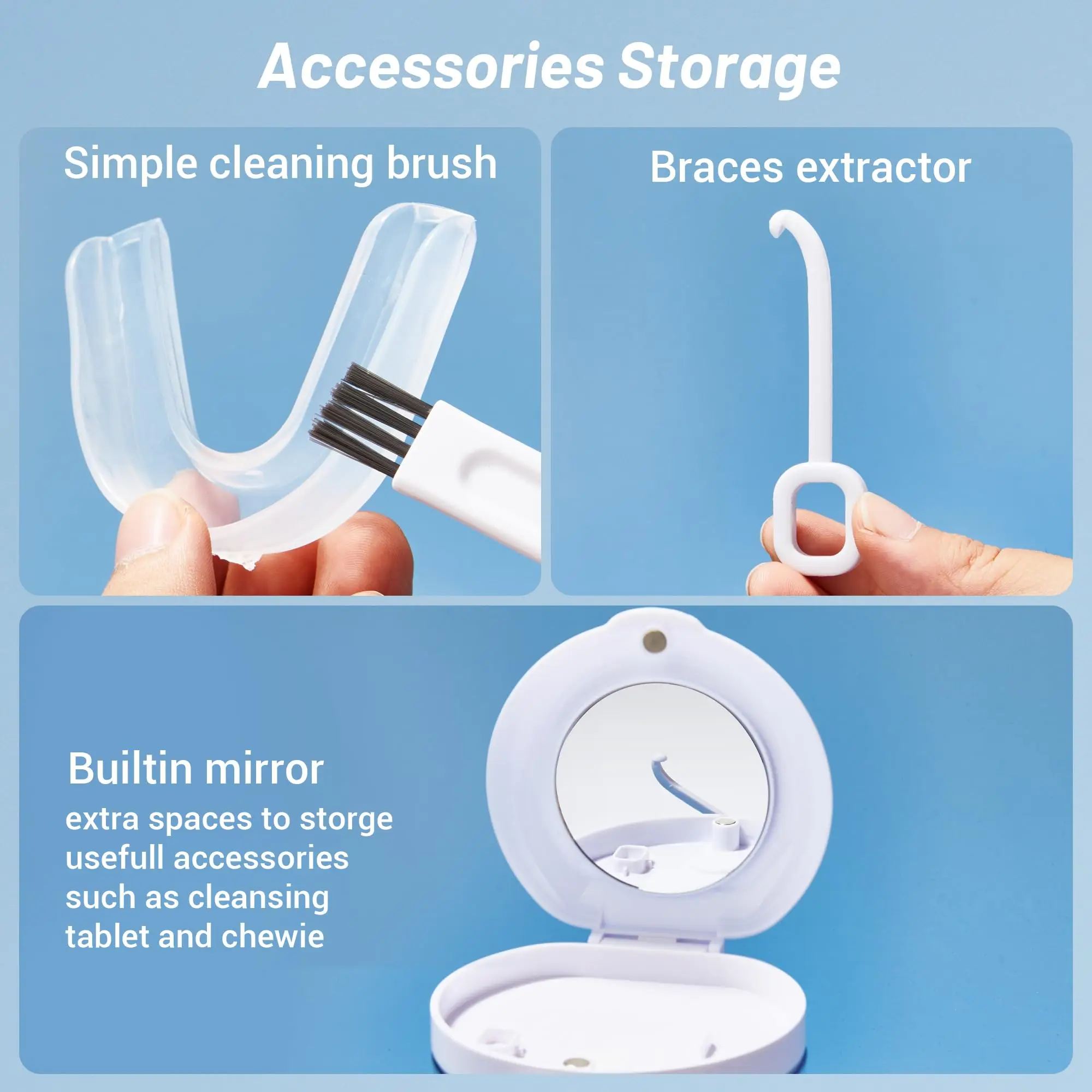 Denture Bath Box with Strainer Basket Mouth Guard Retainer Case Leak Proof Denture Storage Case for Travel Soaking Dentures