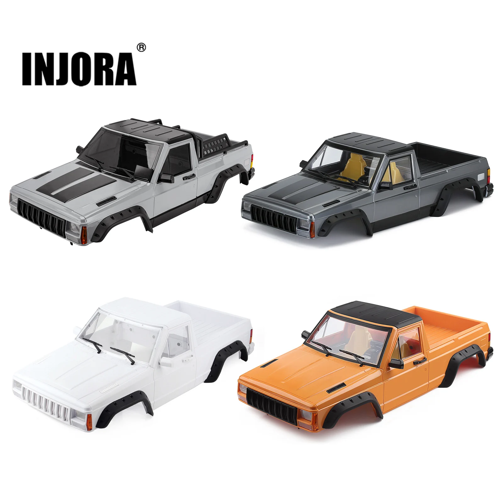 INJORA 313mm Wheelbase Pickup Truck Cherokee Body Shell Kit for 1/10 RC