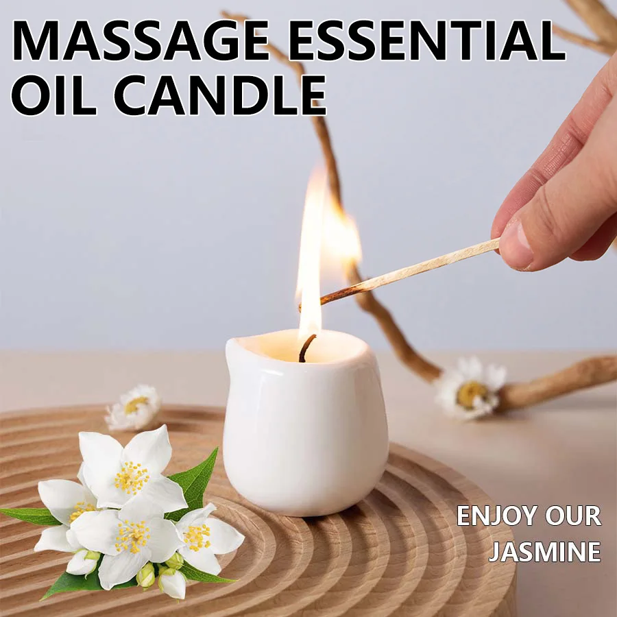 sensual low heat Massage Oil Candle Hydrating Body Care Coconut wax home decor Valentines Christmas gift Jasmine 1.69 oz