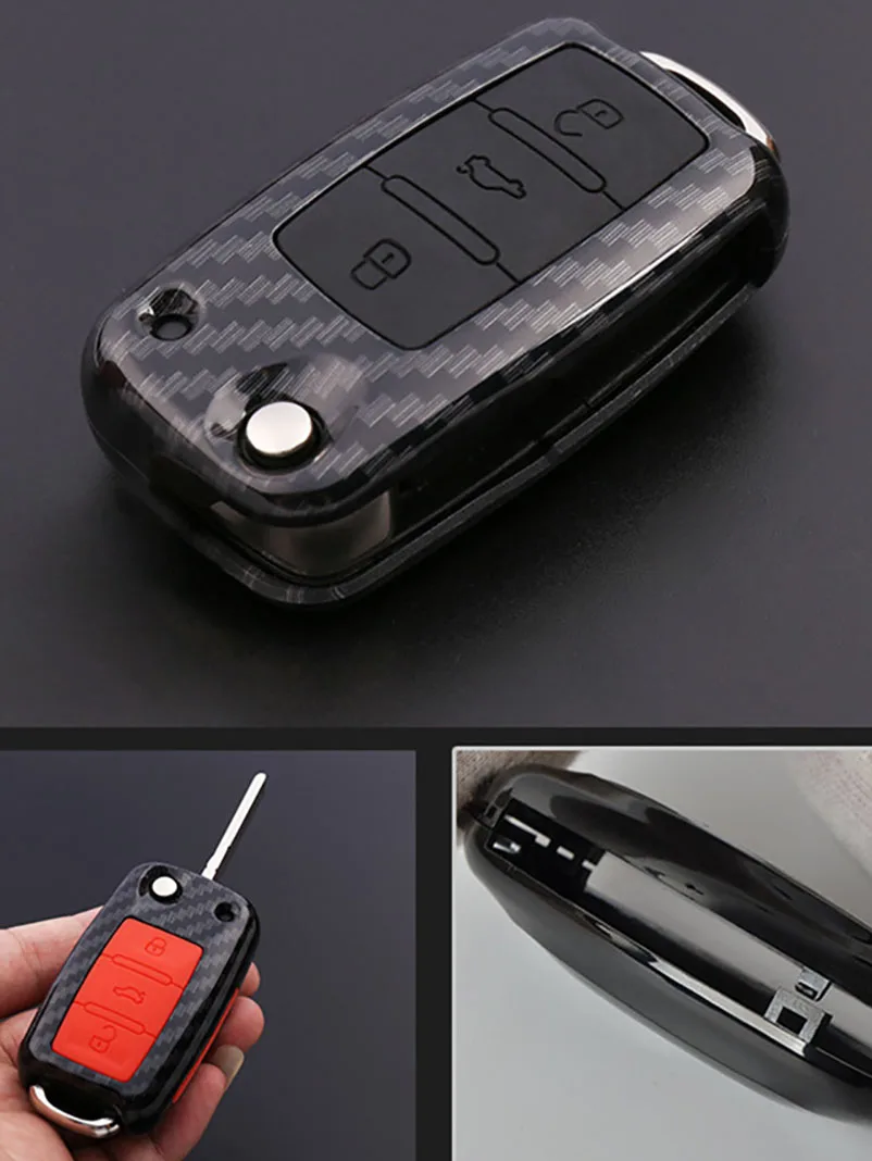 Copertura-della-cassa-chiave-a-distanza-dell-automobile-della-fibra-del-carbonio-dell-abs-per-VW.jpg Copertura della cassa chiave a distanza dell'automobile della fibra del carbonio dell'abs per VW Golf Bora Jetta POLO GOLF Passat per Skoda Octavia A5 Fabia per SEAT Ibiza - Copertura della cassa chiave a distanza dell automobile della fibra del carbonio dell abs per VW