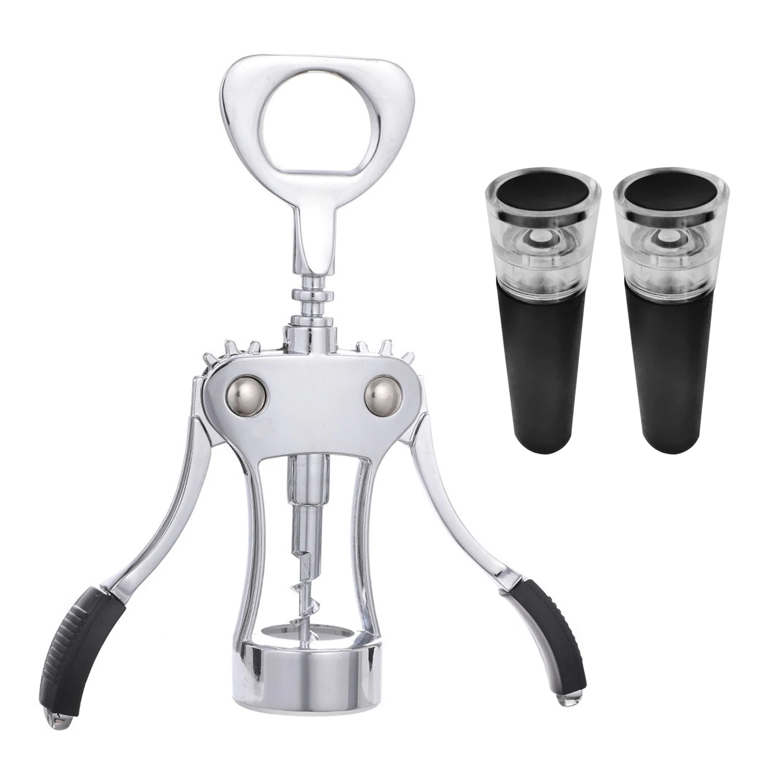 

Штопор ручной для дома и кухни, Профессиональный штопор с крыльями для официантов, 2 вакуумных заглушки, многоразовый