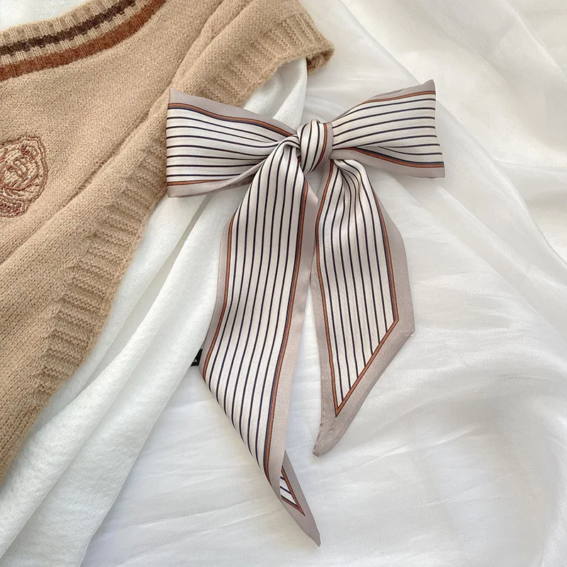 4pcs Silk Feel Skinny Silk Scarf Hair Band Women Spring Hair Hand Bag Wrist Bandana Foulard Ribbon Scarves Hair Accessories 5