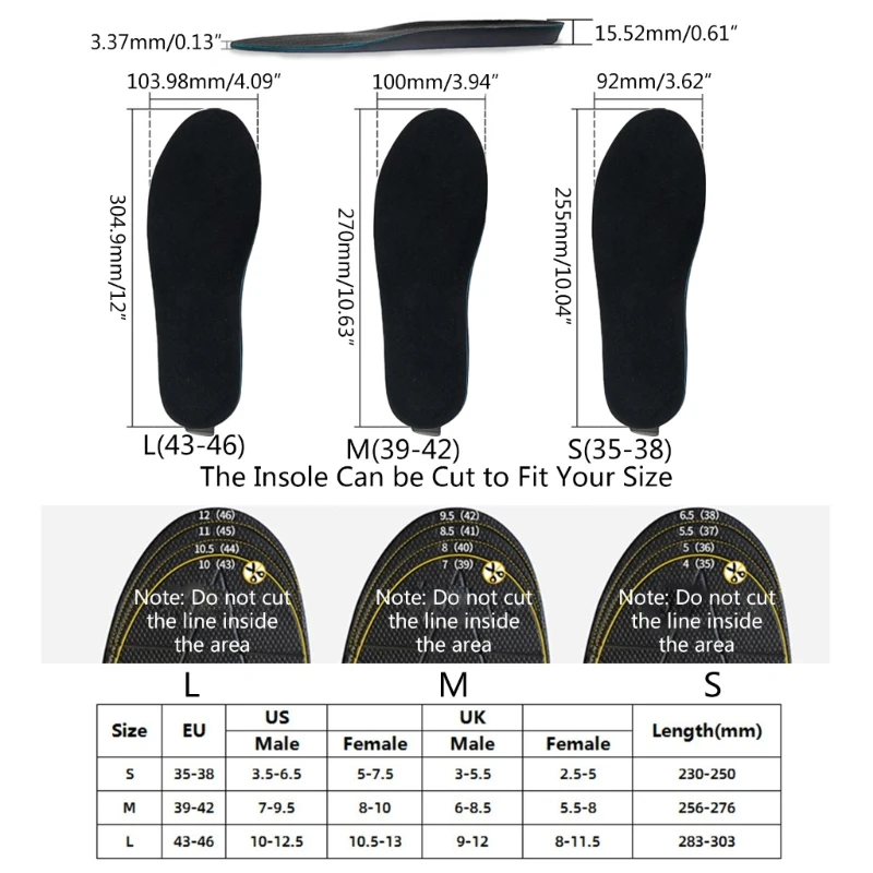 Heated Insoles Electric USB Rechargeable Foot Warmer Winter Warm Insoles Feet Heater Shoe Thermal Soles Washable