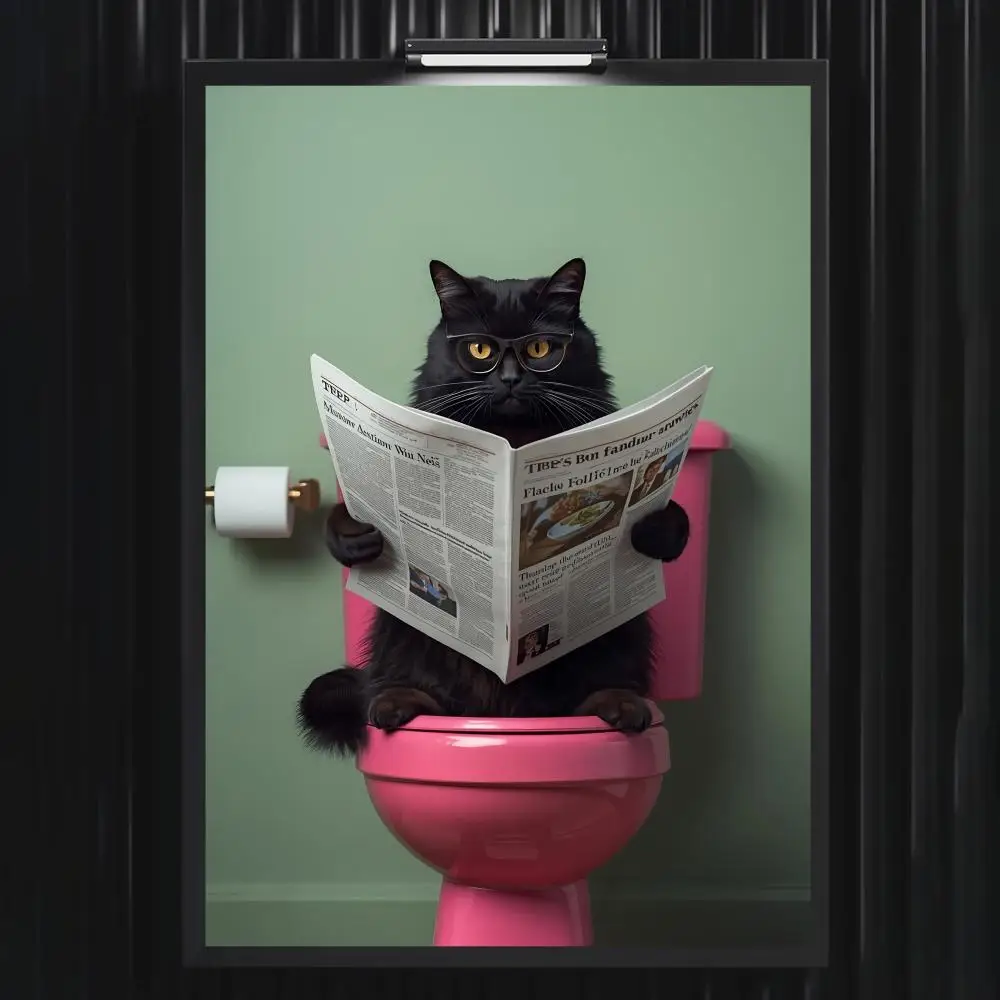 Lustiges Badezimmer-Poster mit Humorvollem Tiermotiv für Wohnzimmer, Schlafzimmer, Bar, Flur, Klebende Wandkunst, Wasserfester Ästhetischer Druck – Detail 10