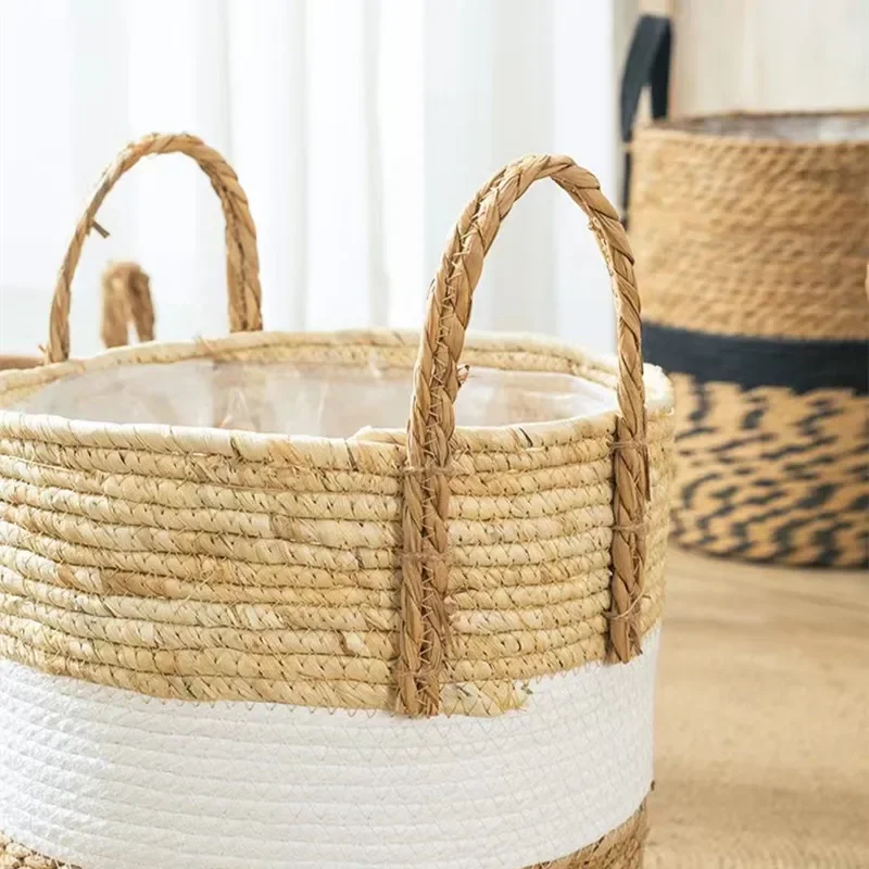 

Wicker Laundry Fancy Bamboo Sundries Garden Natural Decor Planter Home Flower Seagrass Storage Pot Baskets Organizer Basket