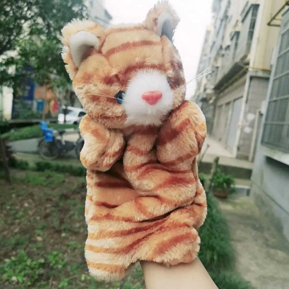 Kids Hand Puppet Adorable 25cm Kitten Hand Puppet Plush Toy for Children Cartoon Cat Pretend Telling Story Doll for Imaginative 25cm cartoon simulation dinosaur triceratops plush stuffed toy hand puppet hand made holiday birthday gift children s game doll