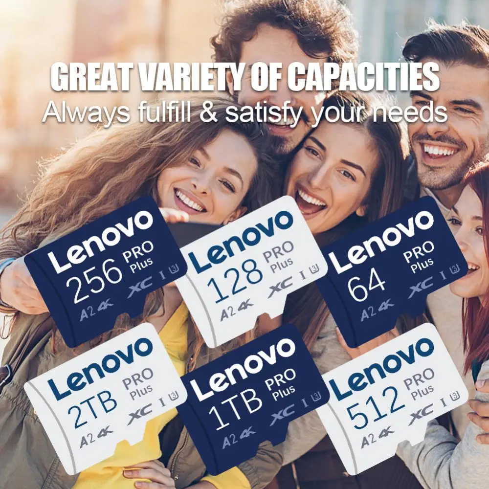 Cartão de memória Lenovo-micro sd, classe 10, 2 também, 128gb, 256gb, 5123gb, 64gb, para telefone e pc, frete grátis