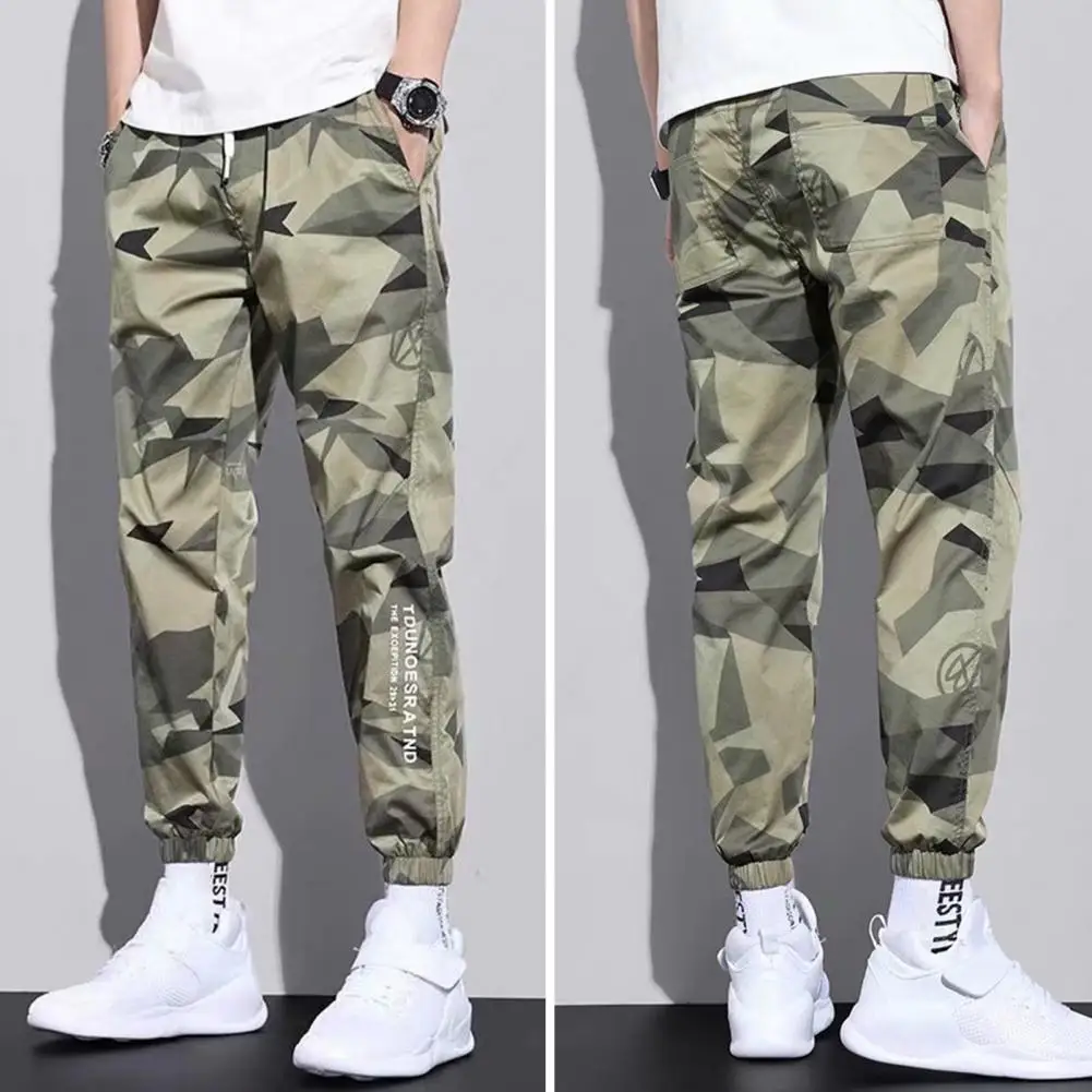 

Casual Pants Mid-rise Anti-pilling Camouflage Print Jogger Cargo Trousers Ankle Length Training Slacks Daily Clothing