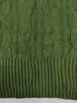 Plus Size Cable Knitted Pullover Sweater, Casual V Neck Long-Sleeved Slit Sweater, Women's Plus Size Clothing 6