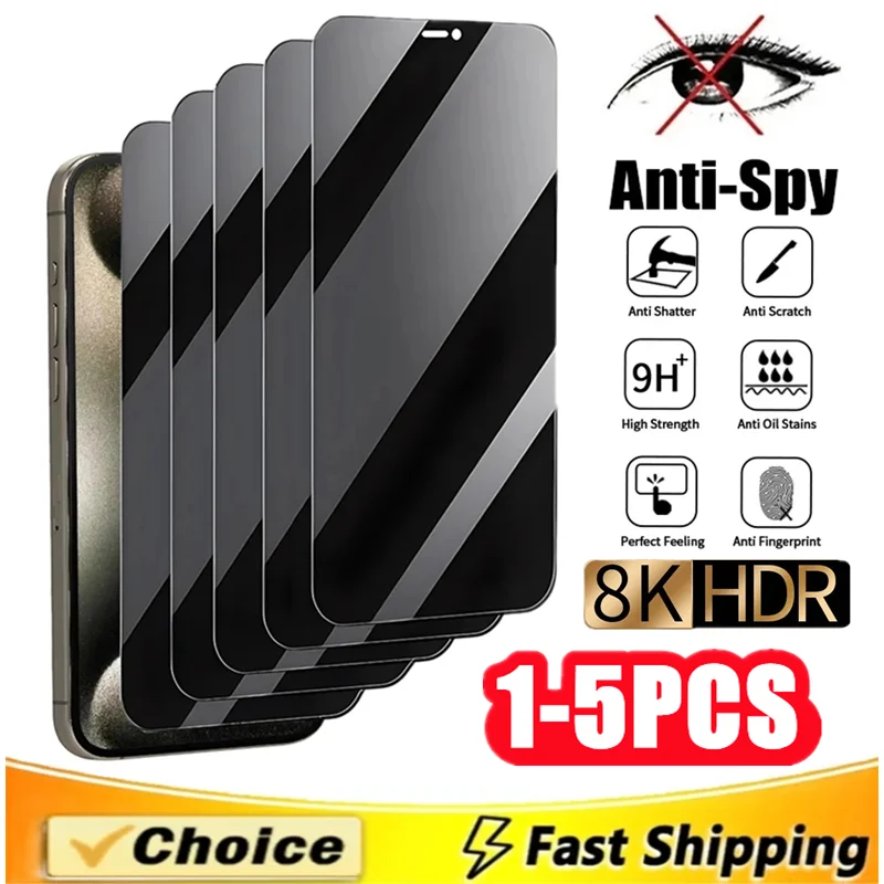 

Best 8K Anti-spy Tempered Glass For iPhone 14 11 12 13 15 Pro Max X XR XS MAX 13Mini 12Mini 7 8 Plus SE Privacy Screen Protector