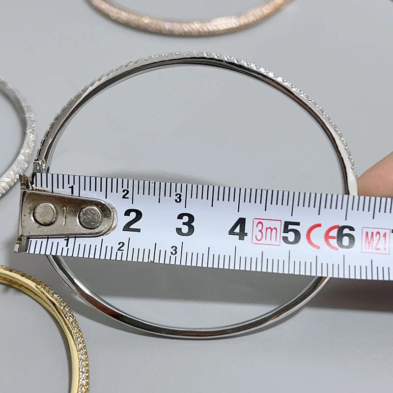 Top Quality Fashion Lovely Bangle Pure Sterling 925 Silver Jewelry For Women Design Bangle Cute Diamond Party Gift Jewelry Size6 6