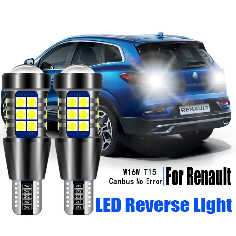 

2pcs LED Reverse Light Lamp W16W T15 Canbus For Renault Twingo 2 Megane 3 4 Laguna Koleos 1 Espace 5 Grand Scenic Fluence Arkana