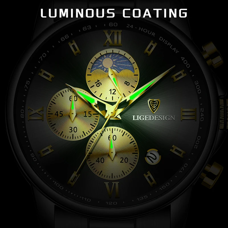 LIGE New Business Men Watch Fashion Sports Chronograph Military Watches For Men Stainless Steel Waterproof Quartz Wristwatch