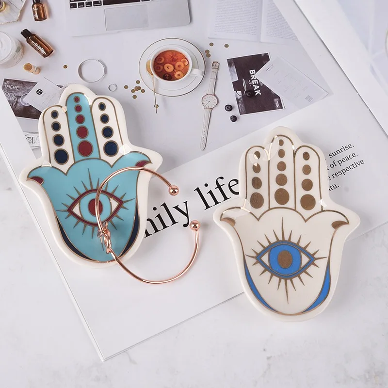 

Hamasa Hand Ceramic Saucer Jewelry Storage Tray