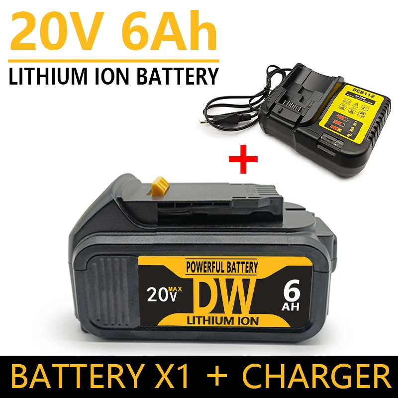

20V Li-ion Battery Original for Dewalt 5000mAh/6000mAh Rechargeable Battery DCB200 Power Tool Battery With Charger DCB120 DCB182