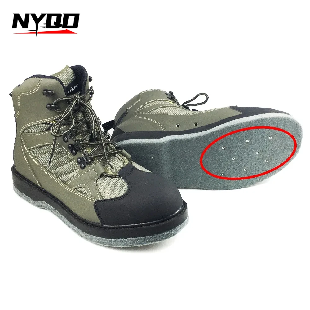 Fly Fishing Shoes Felt Sole Wading Waders With Nails Aqua Upstream Hunting Sneakers Boot Breathable Rock Sport No-slip For Pants