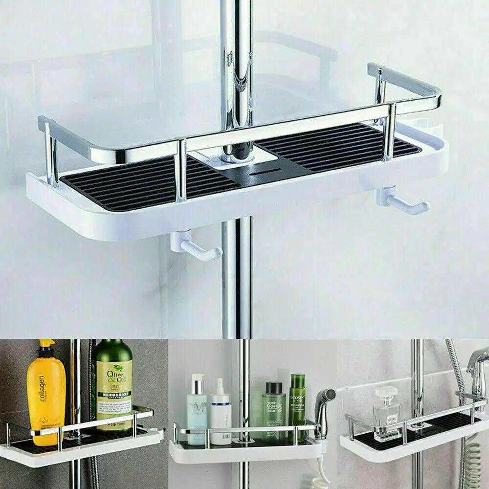 Shower Box Rope Shower Rod Rack Bathroom Lift Rod Bracket Shampoo Tray Punch-free ...