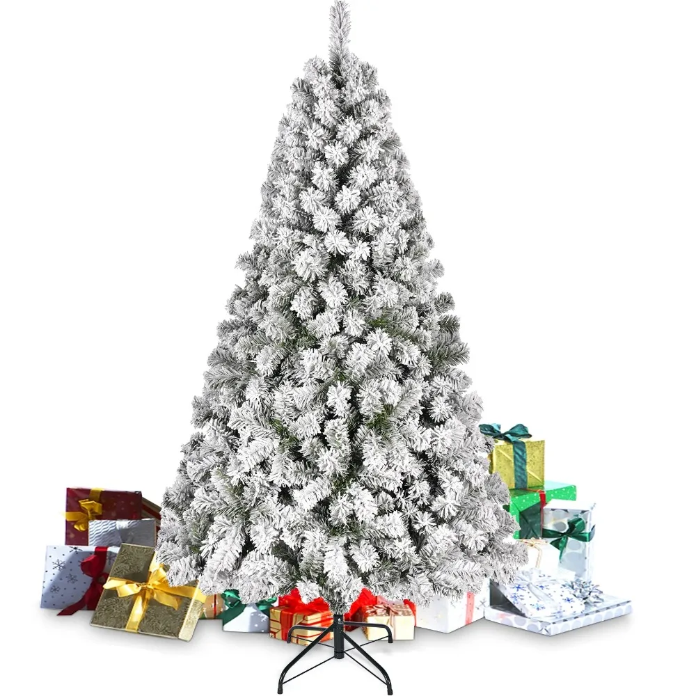 

YouYeap Flocked Christmas Tree 6ft Artificial Holiday Christmas Tree with Sturdy Metal Stand, White Christmas Trees