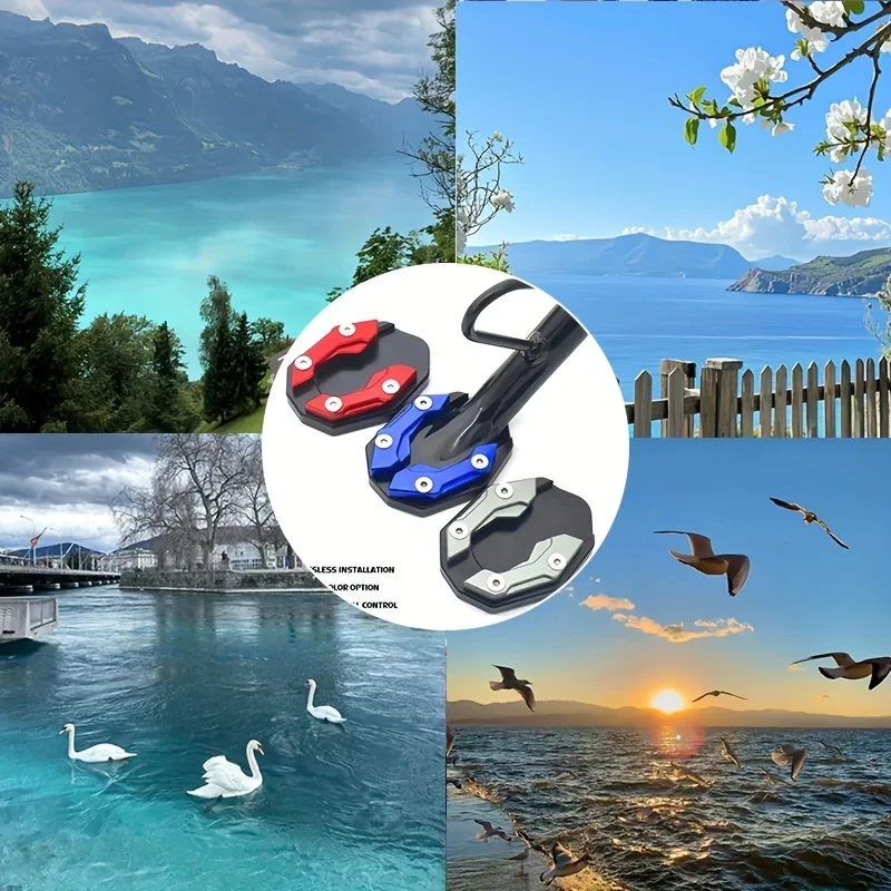 1pc Foot Support Pad Motorcycle Modification Accessory Side Kickstand Anti-Slip Base Enlarged Single Support Pad