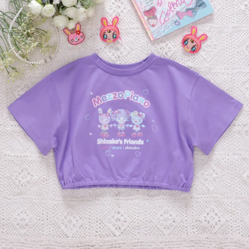 Japanese Mp Cartoon Rabbit Letter Printed Short Sleeved T-shirt Summer Sweet Girl Y2k Top Mommy and Daughter Matching Clothes matching tshirts girls tops casual t shirt kids t shirt matching outfit