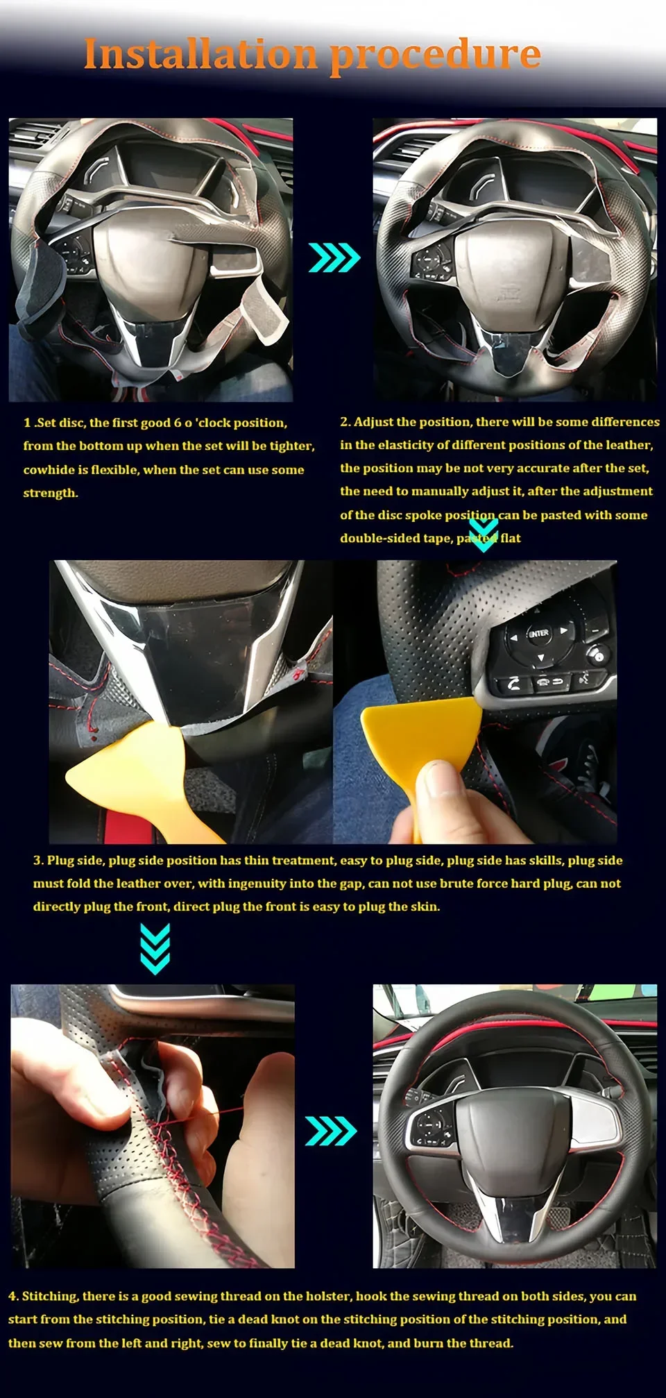 Maßgefertigter Handgenähter Rutschfester Langlebiger Leder-Lenkradbezug 2005-2009 Fabia 2005-2010 Auto-Zubehör für Skoda Octavia – Detail 5