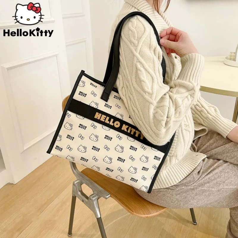 Sanrio hello kitty Handbag Girl Canvas Shoulder Bag cute cosmetic bag Travel Storage Bag Fashion Tote Bag Makeup Bag Wash Bag 2