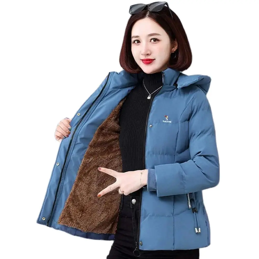 

High-end Fashion Fleece Winter New Cotton-padded Jacket Ladies Temperament Long Down Cotton-padded Jacket Western Style CoatTide