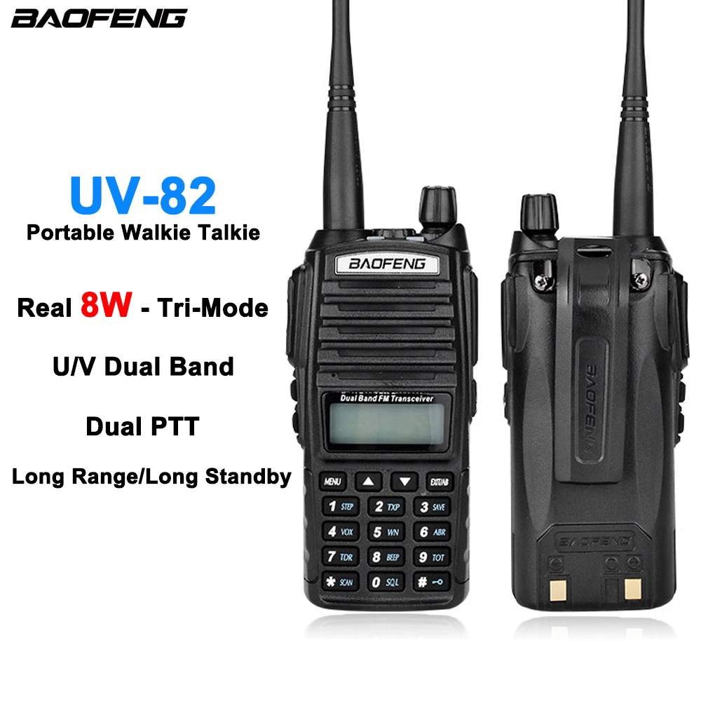 

UV-82 BAOFENG Portable Walkie Talkie 8W UV Dual Band Original Two Way Radios BF-UV82 Amateur Radio Receiver CB Ham Radio PTT