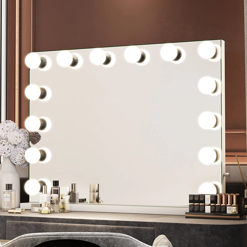 

Large Led Lighted Dimming Dressing Table Makeup Vanity Hollywood Mirror With Adjustable Brightness Light Bulbs