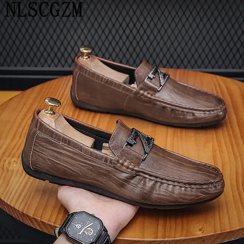 

Туфли мужские кожаные, лоферы, без застежки, итальянские, Повседневная офисная обувь, роскошные кроссовки, 2024