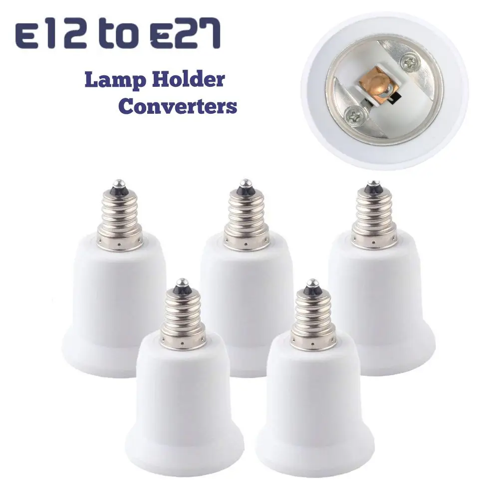 

5PCS E12 to E27 Adaptor Splitter Candelabra Base Bulb Lamp Light LED Screw Socket Lamp Holder Converter For Home Lighting