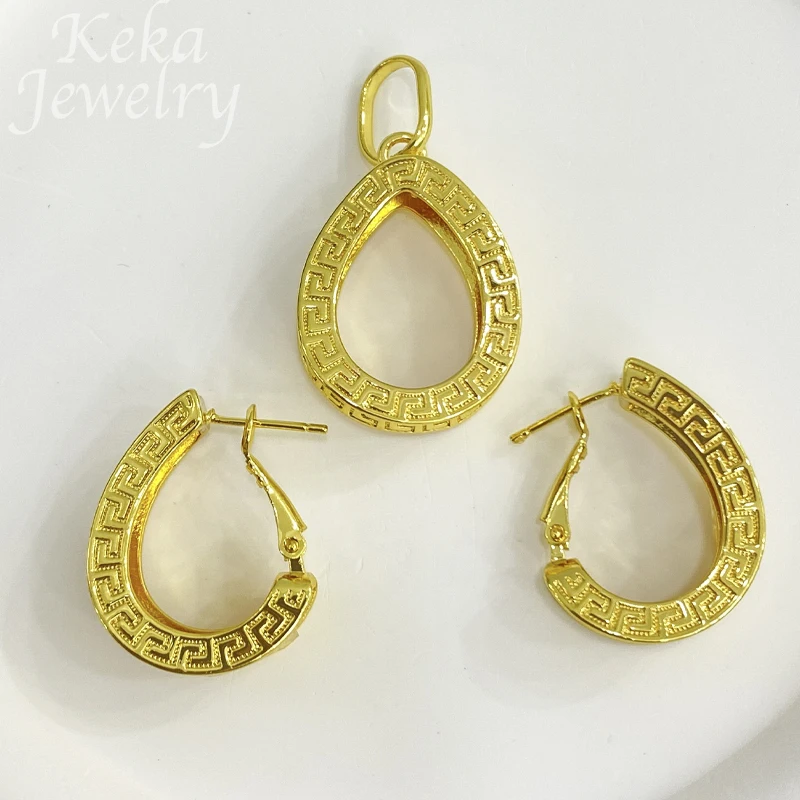 Dubai Golden Jewelry Sets for Women Luxury Italian Bridal Necklace Pendant Earrings Wedding Party Accessories Lady Gifts - 5