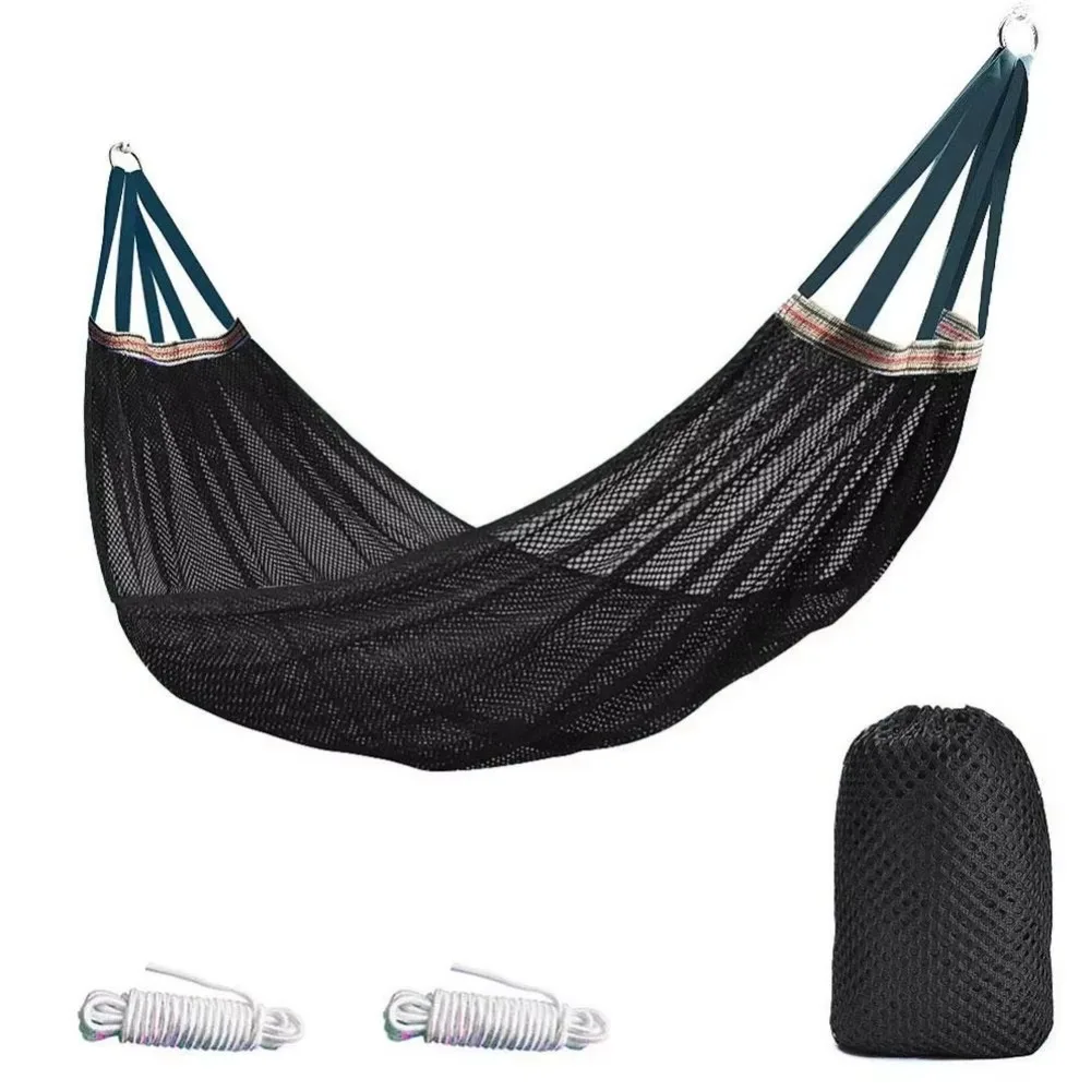 Portable Mesh Hammock Breathable Cooling Ice Silk Hanging Bed Large Load-bearing Anti-rollover Outdoor Camping Swing Balcony