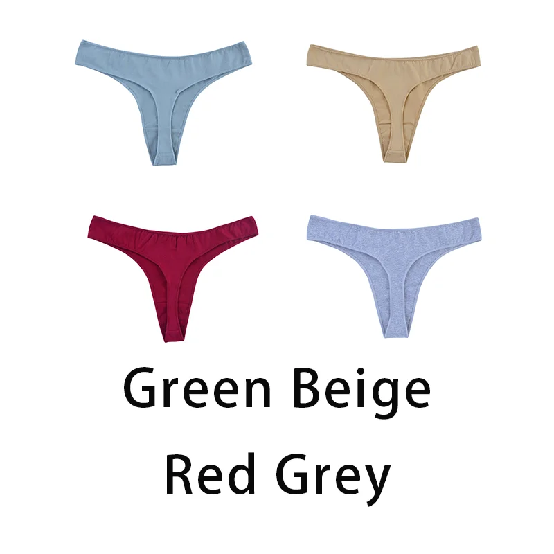 4PCS/Set Women Sexy Cotton Seamless Panties Female Low Waist Underwear  Solid Classic Lingerie Thongs 368