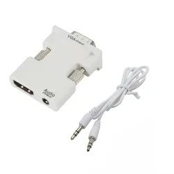 HDMI to VGA Audio Adapter Cable for Projectors and Computers (White)