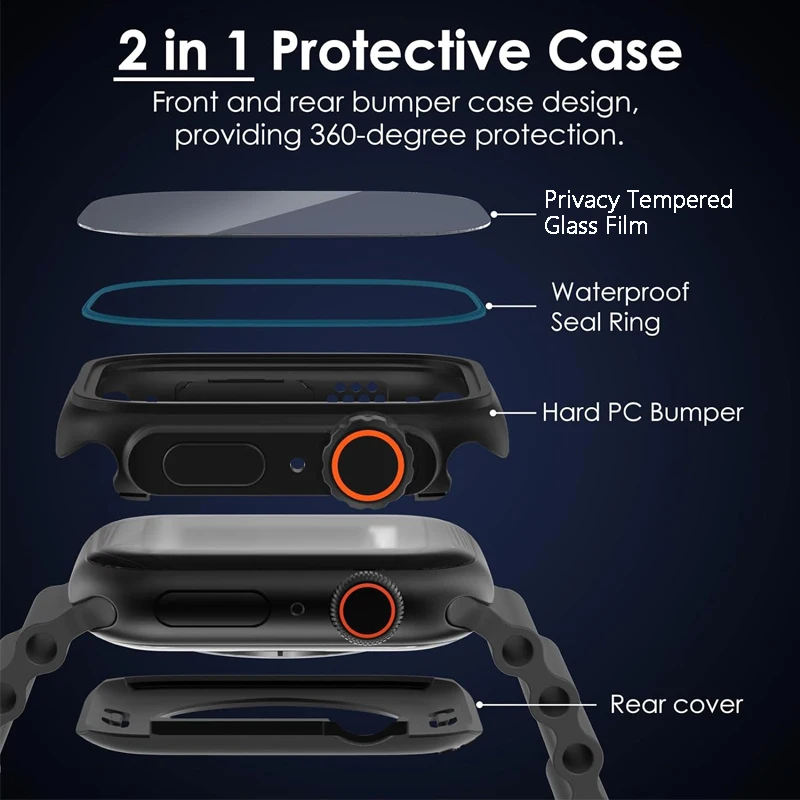 Premium Hard PC Screen Protector Case for Apple Watch - Front and Rear Bumper Cover