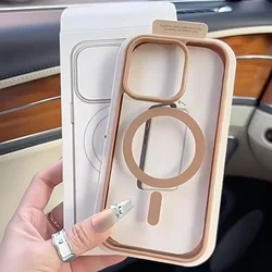 Magnetic Transparent Acrylic Shockproof Case with Wireless Charging Support for iPhone 16e (Gold)