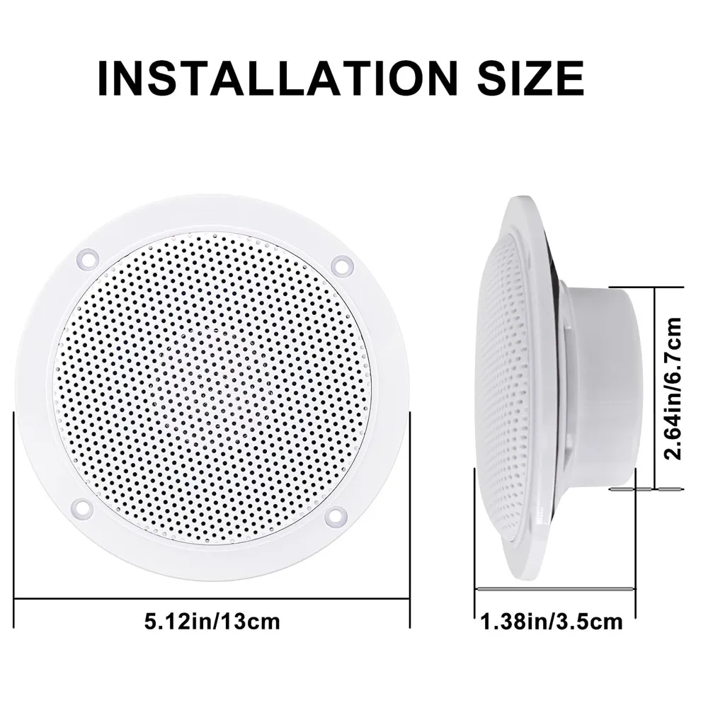 Herdio 4인치 천장 스피커 160W 방수 서라운드 사운드(주방, 욕실, 요트, 야외 극장, 가정용, 벽걸이형) 2개입