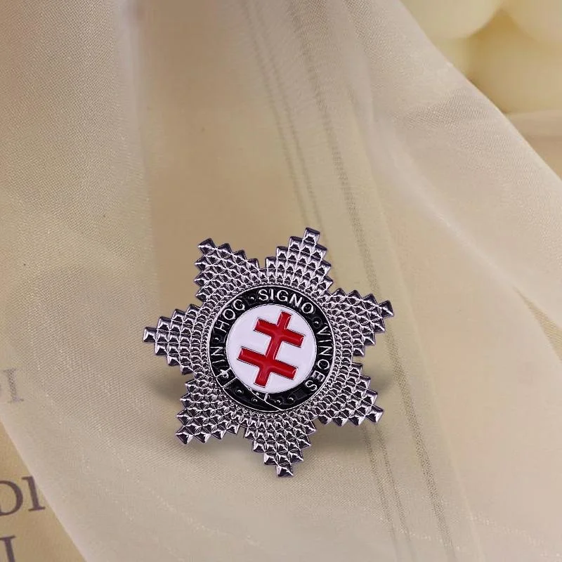 Elegant Vintage Knight's Templar Star Lapel Pin Badge