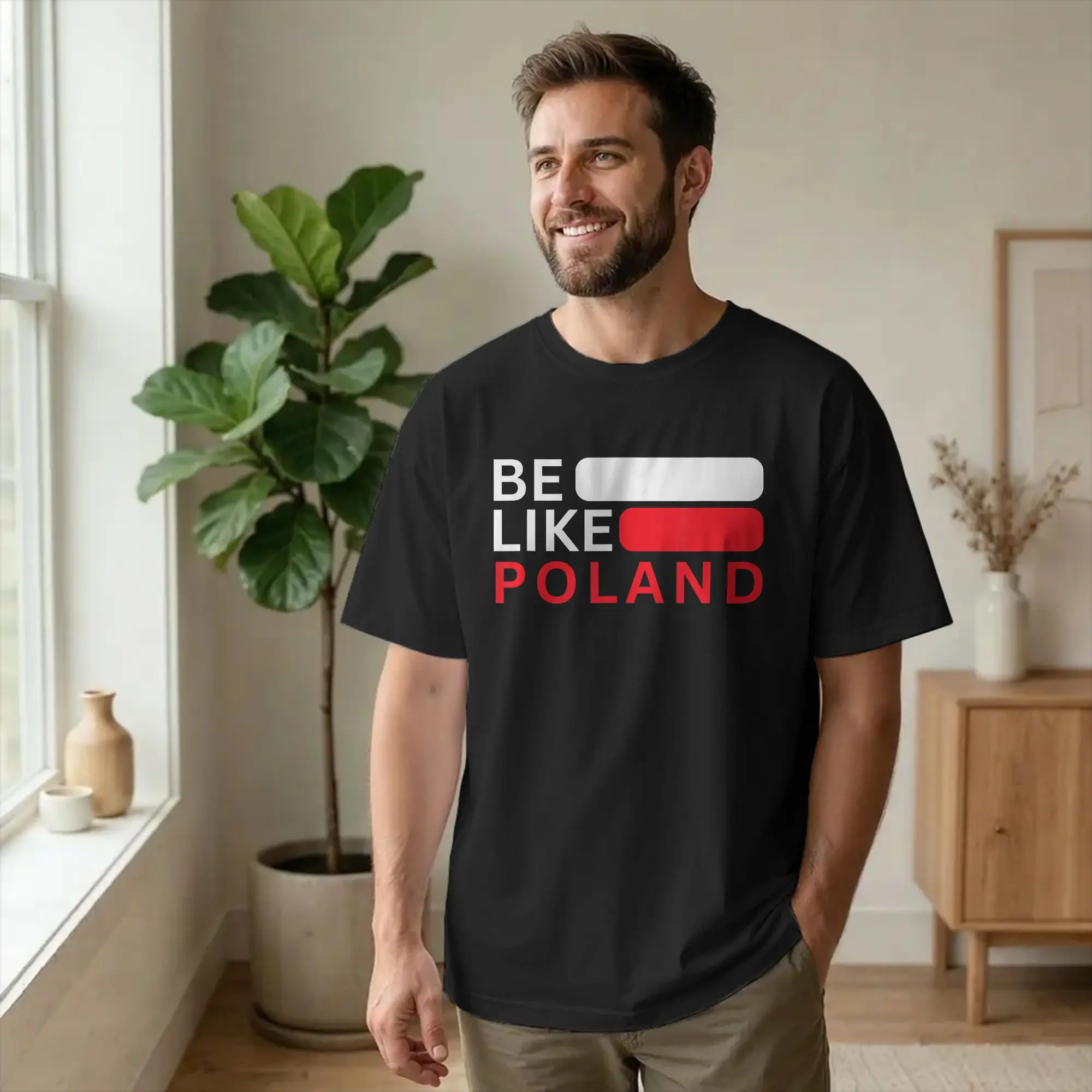 Neuheit: „Be Like Poland“ Polska Polnische Flagge T-Shirts für Männer, Rundhals-Baumwoll-T-Shirts, Europa Kurzarm-Tops, Übergrößen-Kleidung