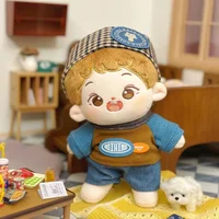 20cm Cotton Doll Academy Style Retro Headband Top Jeans Dressing Set Baby Clothing 1